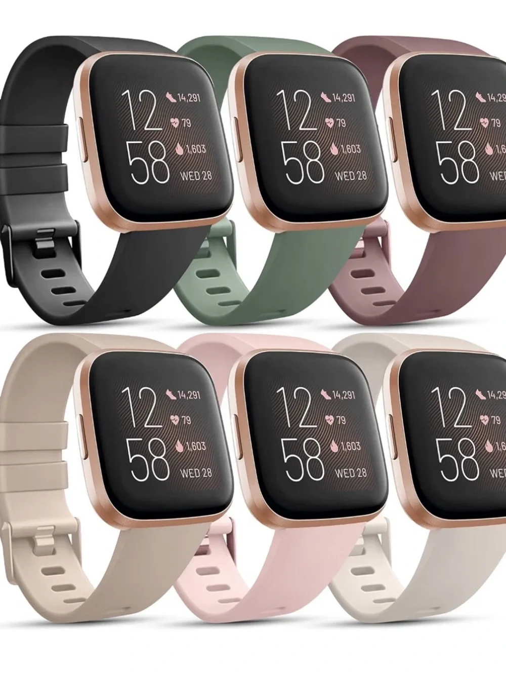 Silicone Watch Strap for Women - Black, Tan, Olive, Gray, Pink